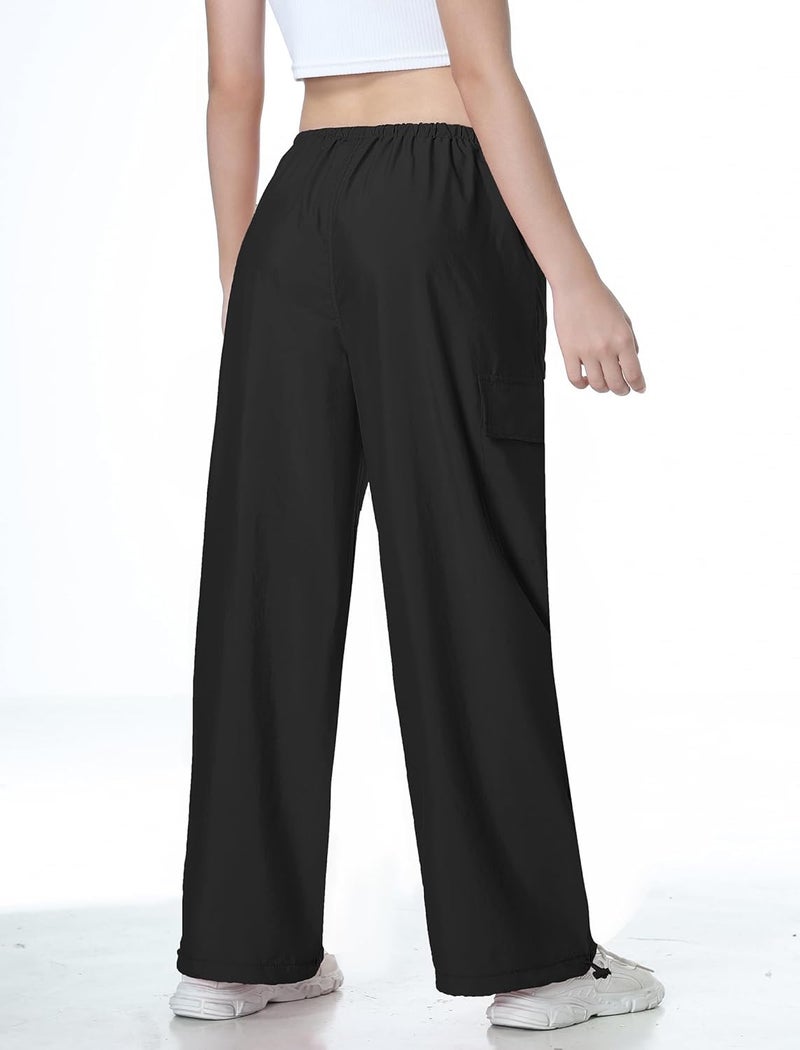 Mebius Store Girls Parachute Pants Baggy Cargo Hiking Joggers Hip Hop Dance with Pockets Trousers for Kids 8-14Y - Image 2